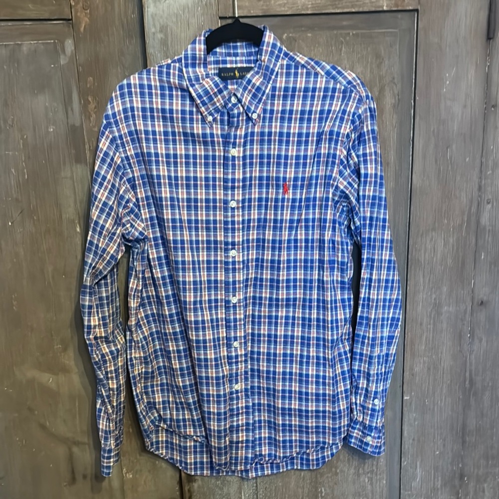 Ralph Lauren Men's Blue Plaid Shirt Large